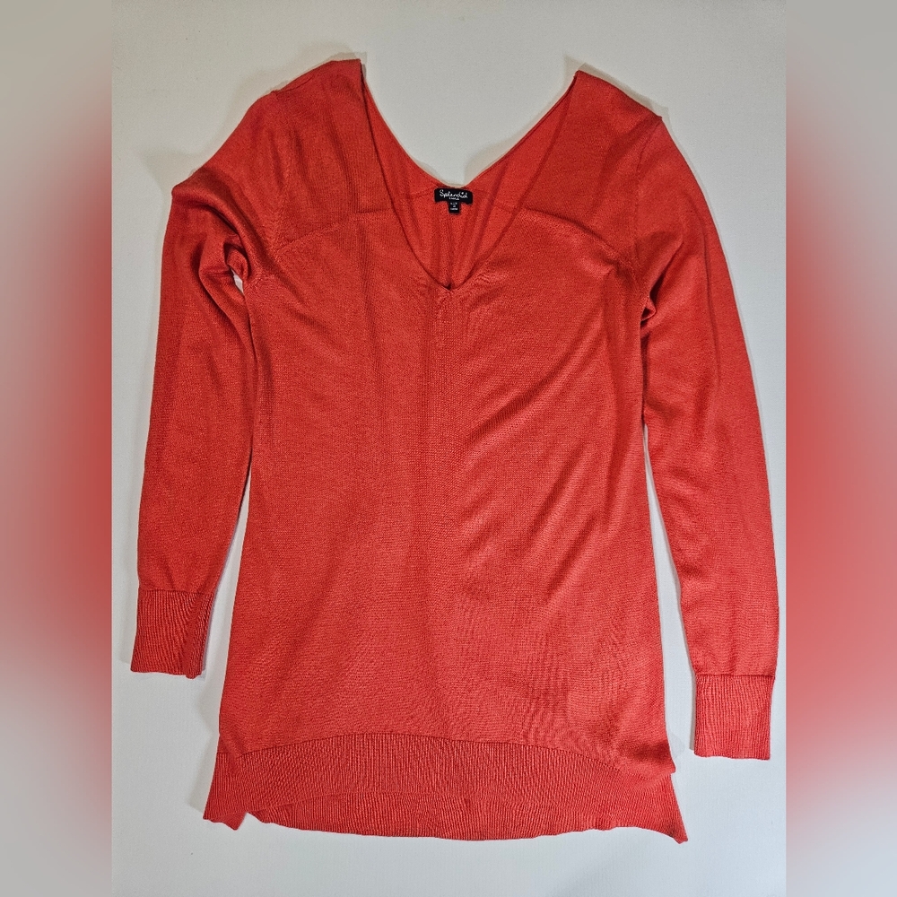 Splendid Sweater Womens Small Red V Neck Lightweight Pullover Cashmere‎ Blend